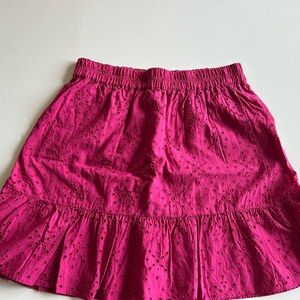 LOFT Fuchsia Eyelet Ruffle Mini Skirt